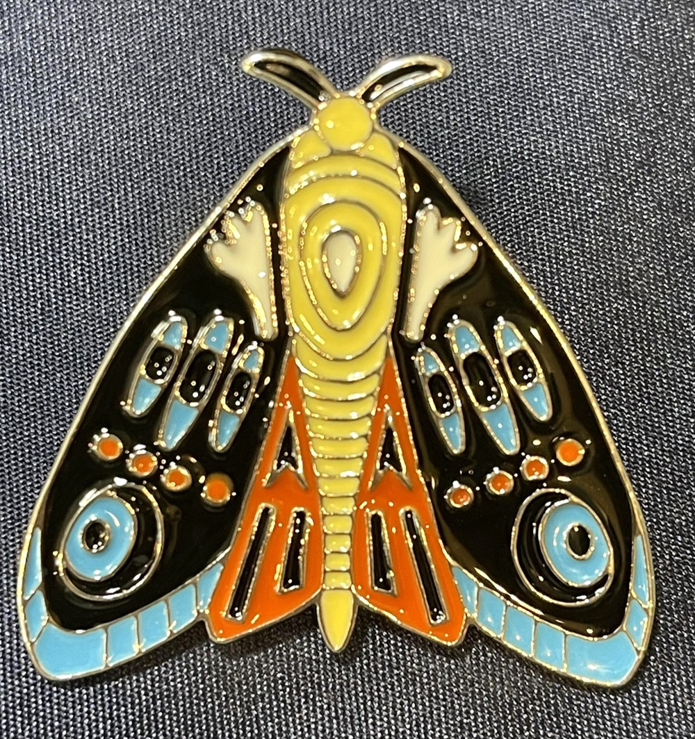 NWOT Multicolor Moth Brooch Lapel Pin Enamel Gold Toned Insect Butterfly